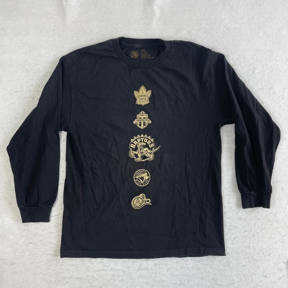 OVO Toronto Raptors Drake Night Long Sleeve Shirt Large Black Gold Sports Teams